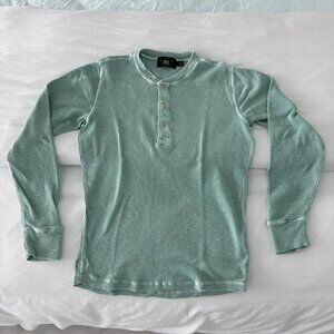 RRL Double RL Ralph Lauren Waffle Knit Henley - Seafoam Blue - Size M
